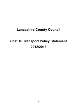 Lancashire County Council Post 16 Transport Policy Statement 2012