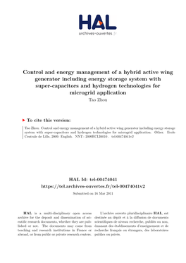 Control and Energy Management of a Hybrid Active Wing Generator