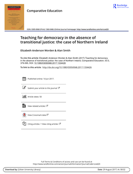 Teaching for Democracy in the Absence of Transitional Justice: the Case of Northern Ireland