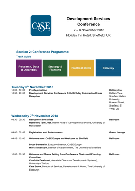 Development Services Conference 7 – 8 November 2018 Holiday Inn Hotel, Sheffield, UK