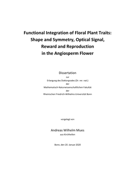 Functional Integration of Floral Plant Traits: Shape and Symmetry, Optical Signal, Reward and Reproduction in the Angiosperm Flower