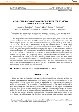 229 CHARACTERIZATION of Morus SPECIES in RESPECT to MICRO