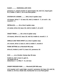 SLASH ...MARSHALL JCM 2555 Presence 7, Output Master 6, Lead
