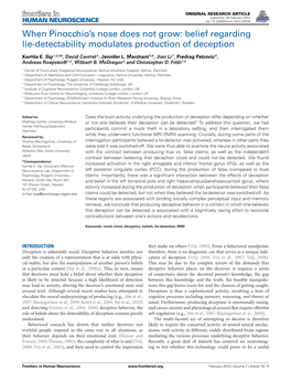 Belief Regarding Lie-Detectability Modulates Production of Deception