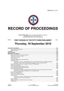 Record of Proceedings