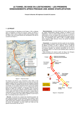 Le Tunnel De Base Du Loetschberg – Les Premiers Enseignements Apres Presque Une Annee D'exploitation