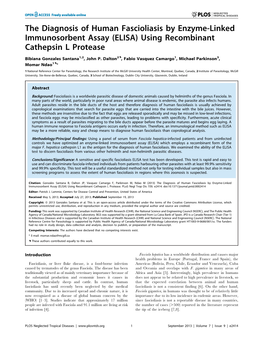 The Diagnosis of Human Fascioliasis by Enzyme-Linked Immunosorbent Assay (ELISA) Using Recombinant Cathepsin L Protease