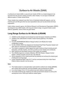 Surface-To-Air Missile (SAM)