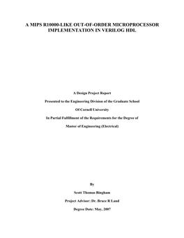 A Mips R10000-Like Out-Of-Order Microprocessor Implementation in Verilog Hdl