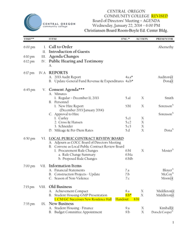 I. Call to Order II. Introduction of Guests 6:10 Pm III. Agenda