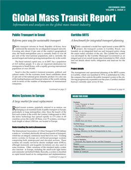 Global Mass Transit Report Information and Analysis on the Global Mass Transit Industry