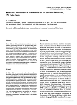 Sublittoral Hard Substrate Communities of the Southern Delta Area, SW