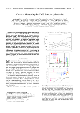 CLOVER – Measuring the CMB B-Mode Polarisation, 18 Th Int