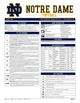 Game One #10/10 Notre Dame (0-0) Vs. --/Rv Duke (0-0)