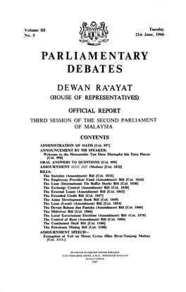Parliamentary Debates Dewan Ra'ayat (House of Representatives)