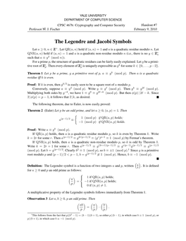 The Legendre and Jacobi Symbols