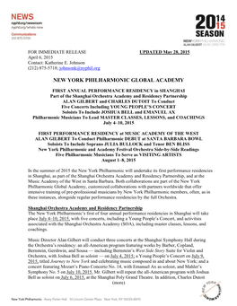 New York Philharmonic Global Academy