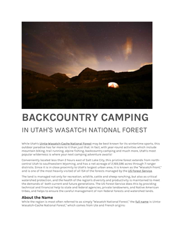 Backcountry Camping in Utah's Wasatch National Forest