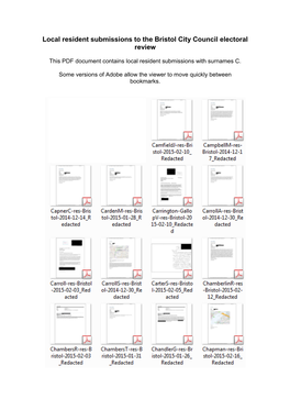 Local Resident Submissions to the Bristol City Council Electoral Review