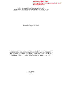 Universidade Estadual Paulista Instituto De Geociências E Ciências Exatas