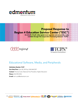Proposal Response to Region 4 Education Service Center (“ESC”)