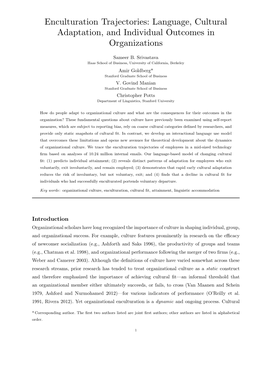 Enculturation Trajectories: Language, Cultural Adaptation, and Individual Outcomes in Organizations