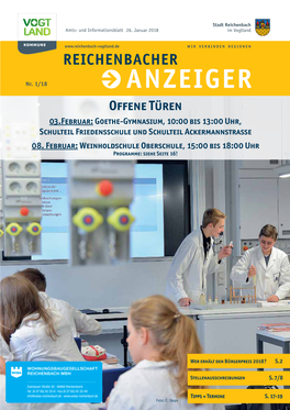 Offene Türen 03.Februar: Goethe-Gymnasium, 10:00 Bis 13:00 Uhr, Schulteil Friedensschule Und Schulteil Ackermannstraße 08