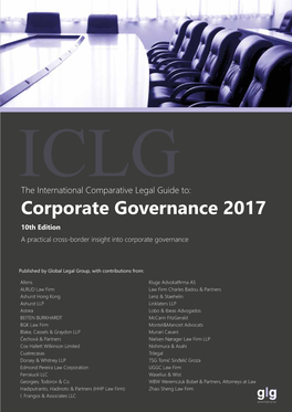 Corporate Governance 2017 10Th Edition a Practical Cross-Border Insight Into Corporate Governance