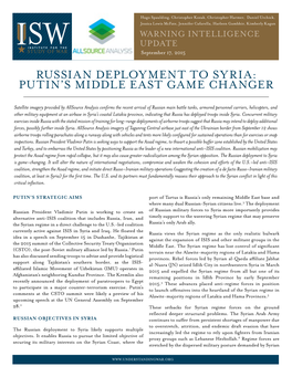 Russian Deployment to Syria: Putin's Middle East Game Changer