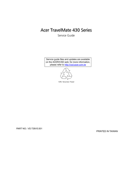 Acer Travelmate 430 Series Service Guide