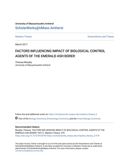 Factors Influencing Impact of Biological Control Agents of the Emerald Ash Borer