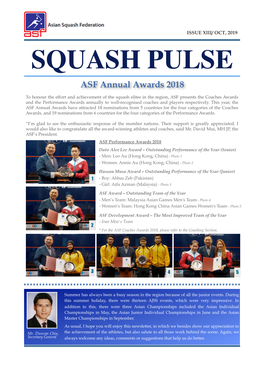Squash Pulse ISSUE XIII/ OCT, 2019 SQUASH PULSE ASF Annual Awards 2018