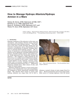 How to Manage Hydrops Allantois/Hydrops Amnion in a Mare