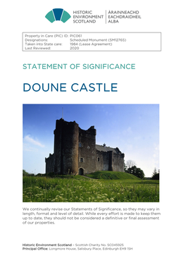 Doune Castle Statements of Significance