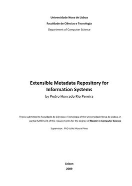 Extensible Metadata Repository for Information Systems by Pedro Honrado Rio Pereira