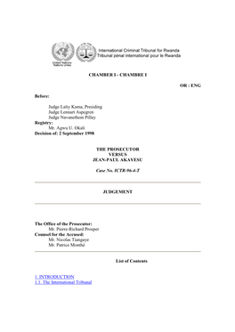 Jean-Paul Akayesu, Case No. ICTR-96-4-T, Trial Chamber I, 30 May 1996