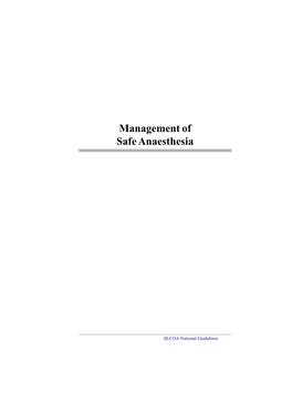 Management of Safe Anaesthesia.MDI