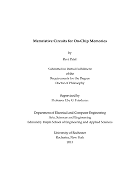 Memristive Circuits for On-Chip Memories