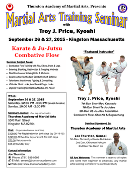 MA Seminar Flyer Kingston, MA September 26 & 27, 2015