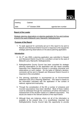 Eakring Windfarm Planning Application