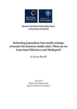 Rebooting Journalism: How Media Startups Overcame the Business Model Crisis