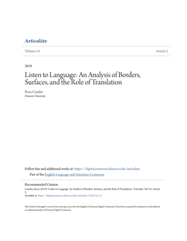 An Analysis of Borders, Surfaces, and the Role of Translation Rosa Canales Denison University