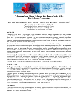 Seismic Evaluation of the Jacques-Cartier Bridge Part 2 : Engineer's Perspective