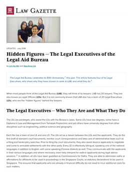 Hidden Figures — the Legal Executives of the Legal Aid Bureau by Lim Hui Min and Rae-Anne Lim