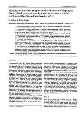 Nicotinic Antagonists Administered in Vitro H