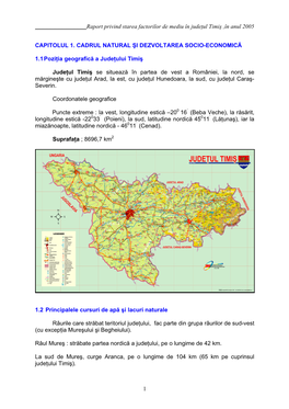 Raport Privind Starea Factorilor De Mediu În Judeţul Timiş ,În Anul 2005