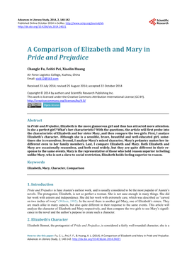 A Comparison of Elizabeth and Mary in Pride and Prejudice