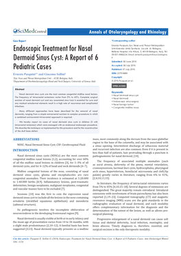 Endoscopic Treatment for Nasal Dermoid Sinus Cyst: a Report of 6 Pediatric Cases