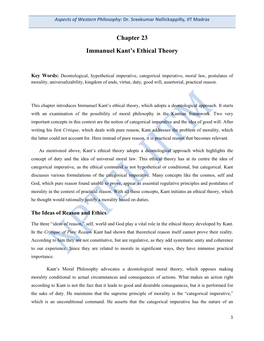 Chapter 23 Immanuel Kant's Ethical Theory