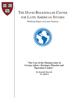 The Case of the Missing Letter in Foreign Affairs: Kissinger, Pinochet and Operation Condor